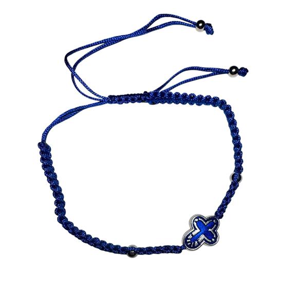 Blue Protection Cross braided Bracelet - Picture 1 of 3
